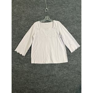 J Jill Womens Shirt Size Small Lavender Purple Square Neck Embroidered Boho